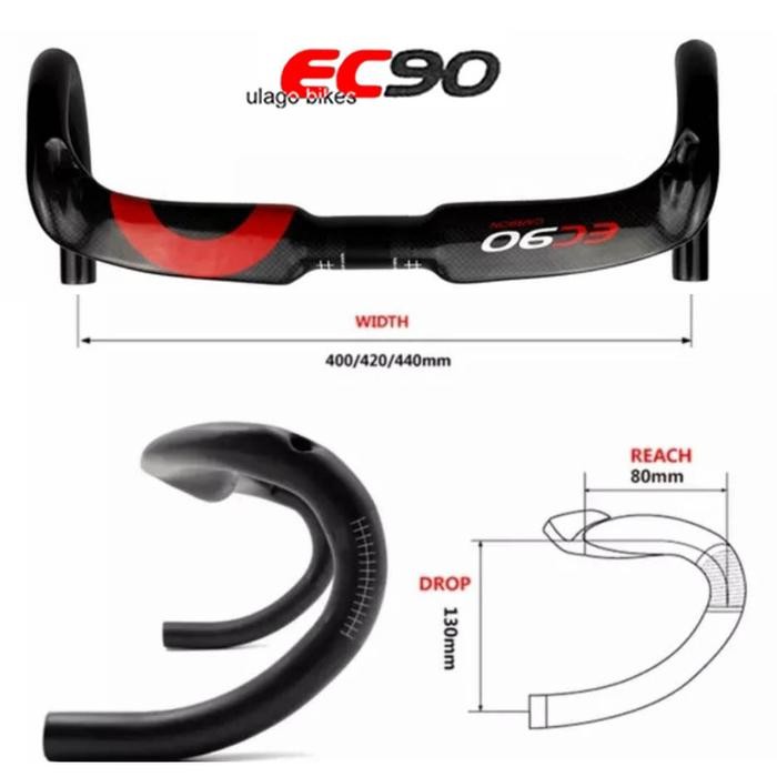 Handlebar Dropbar Carbon Ec90 Aero 2 31.8 Os Drop Bar Stang Balap Road Stang Bengkok Sepeda