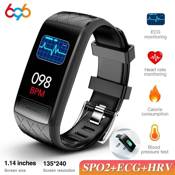 ECG Fitness Tracker Smartwatch Heart Rate Blood Pressure HRV SpO2