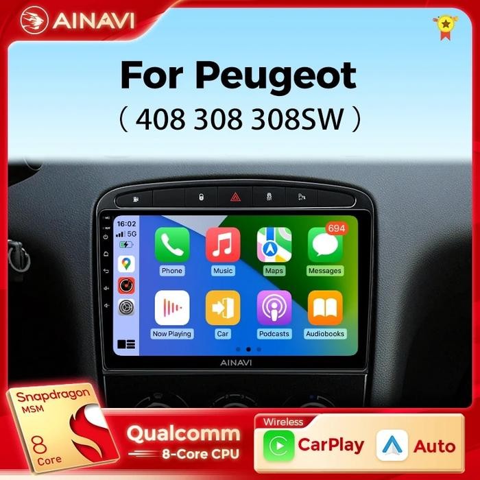 Ainavi Car Radio For Peugeot 308 308SW 408 2012-2020 Carplay Android