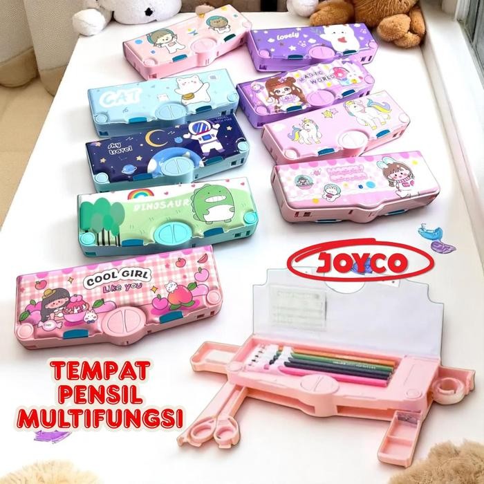 

ASLI Tempat Pensil Kartun Multifungsi Kotak Pensil Penggaris Penghapus Isolasi Peruncing Gunting