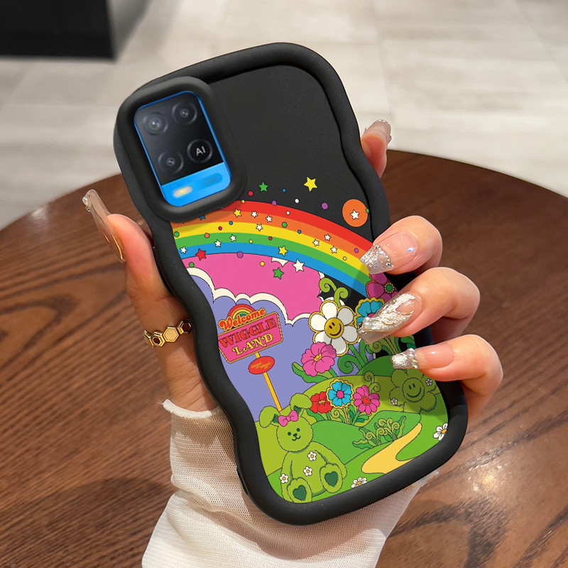 Casing Untuk OPPO A54 Case Casing Daisy Pelangi HP Cesing pelindung Silikon Softcase Macaron Kasing