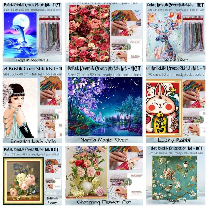 

Paket Kristik Sulam DIY Cross Stitch 11 CT - banyak gambar