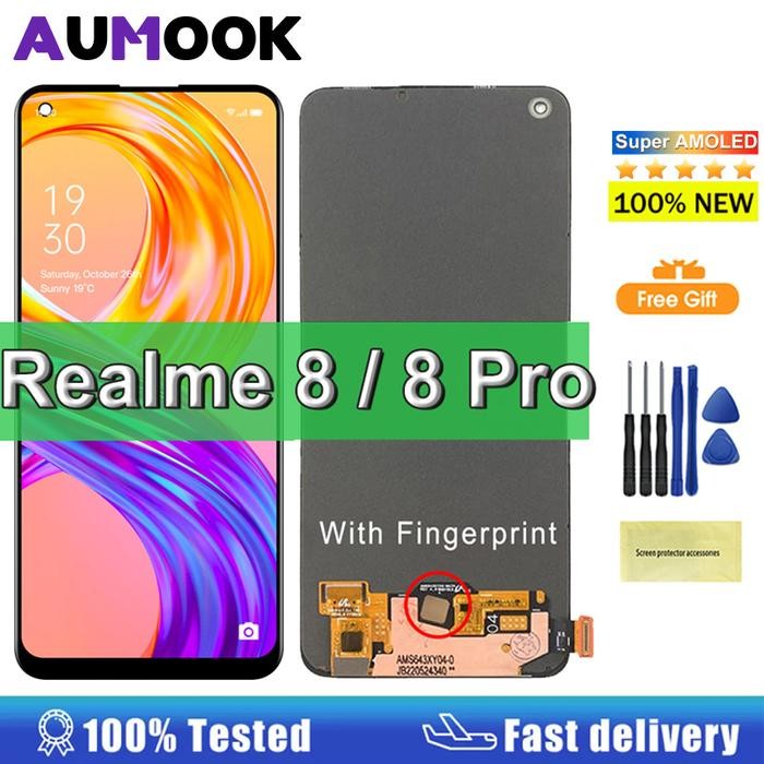 6.4"Super AMOLED For Realme 8 4G RMX3085 LCD Display Touch Screen Digitizer For Realme 8 Pro RMX3081