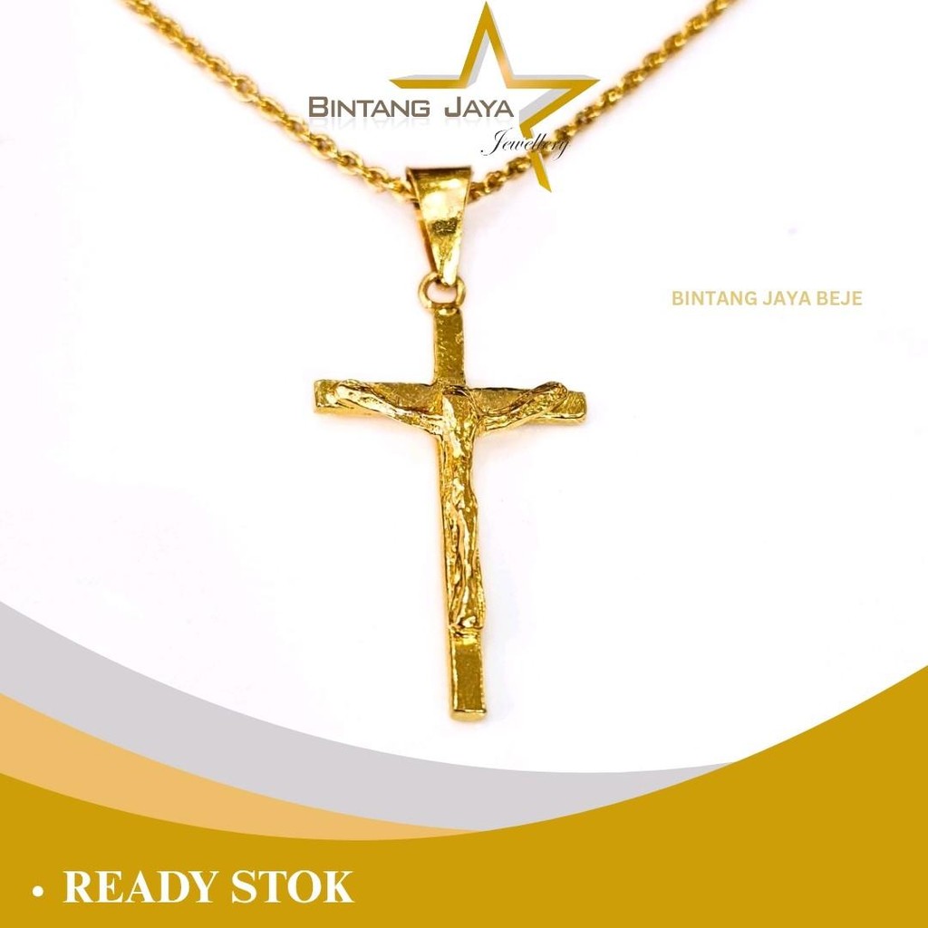 Liontin Emas Asli SALIB YESUS - Kadar LM99 - Berat 5,01 gr - Simbol Iman & Elegansi - Anggun Dipakai