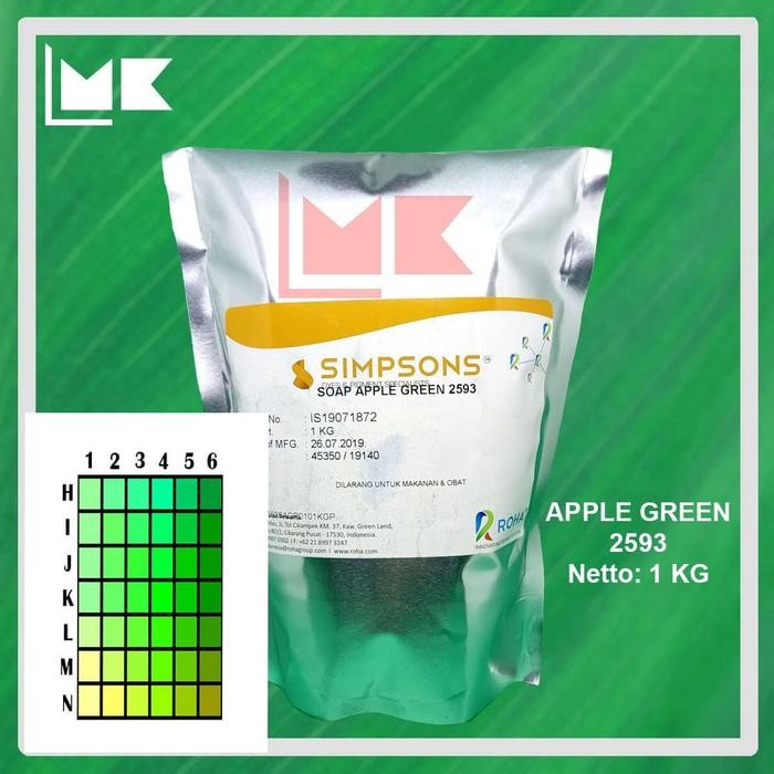 

Pewarna HIJAU Bubuk untuk SABUN/SOAP Apple Green 2593 (Water base)