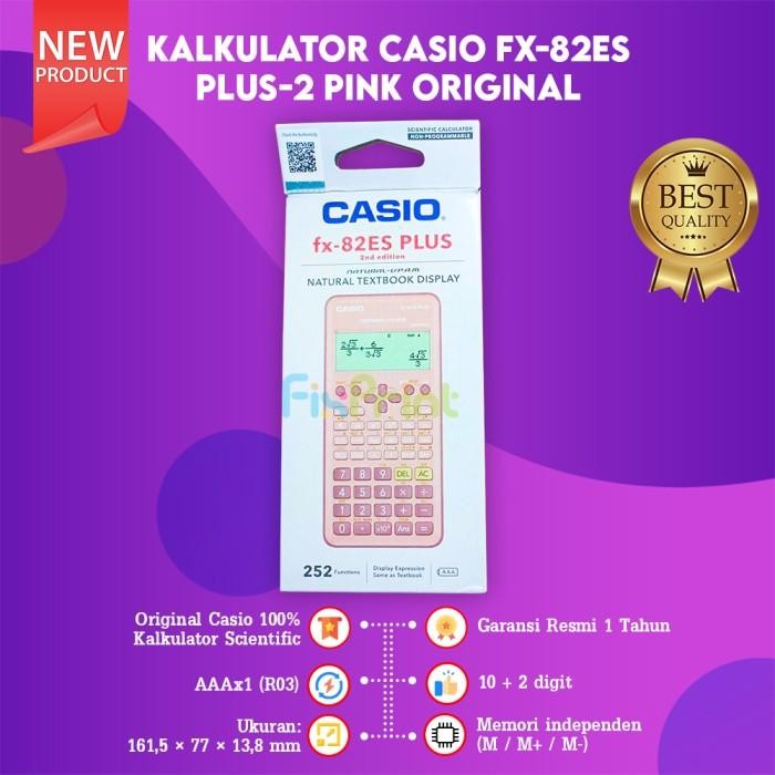 

Casio Scientific Calculator FX-82ES Plus - Merah Muda Hitam Biru Original Kalkulator