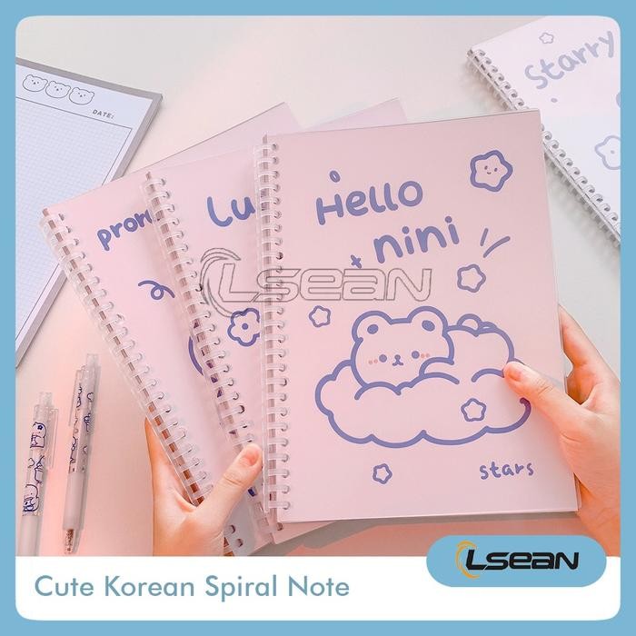 

Notebook Spiral Cute Aesthetic Korean Hand Book Bear School Office Journal Paper Stationery