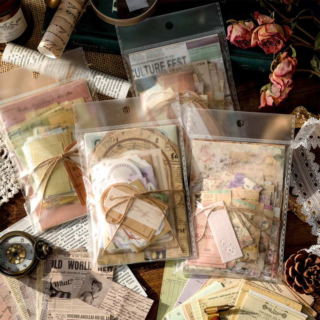 

JIAMEI 100pcs/pack Vintage Decor Materials Paper Kit Art Collage Junk Journal DIY Scrapbooking