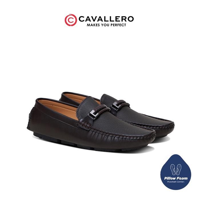 Sepatu Pria Casual Loafers Moccasin Cavallero Saverio Dark Brown Flat Shoes