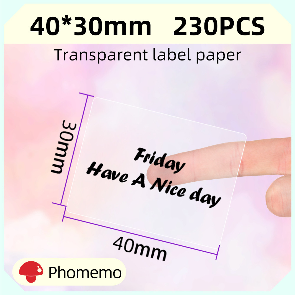 

Phomemo Clear Transparent Self-Adhesive Labels Paper for Phomemo M110 200 220 Label Printer Thermal