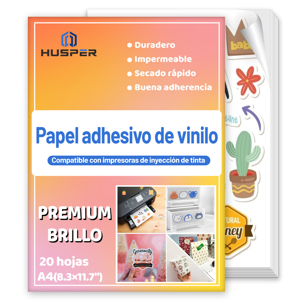 

A4 Premium Vinyl Sticker Paper Glossy White 10-40 Sheets Waterproof Tear Resistant for Inkjet &