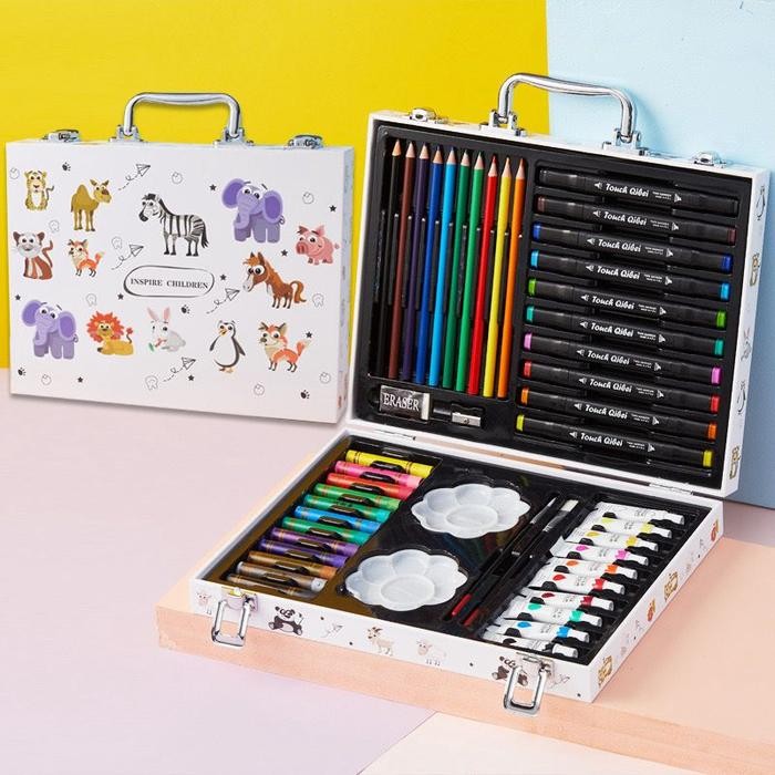 

Wds Crayon Set 48Pcs Koper Aluminium Besi Krayon Sil Warna 48 Pcs Box Alat Lukis Anak Koper Set Cr