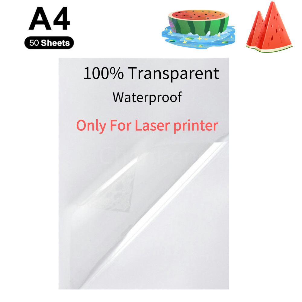 

100% Clear Sticker Paper for Laser Printer 50 sheets Matte White Glossy Waterproof Decal Paper