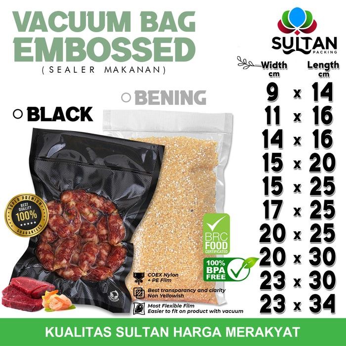 Plastik Vacuum BENING HITAM EMBOSS BAG Vakum Embossed DELKOCHOICE Kode 1278