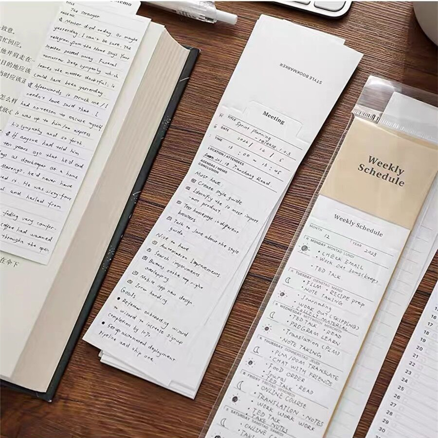 

MINKYS 24 Sheets Kawaii Bookmark Type Memo Pads Paper Weekly Planner To Do List Journal Meeting Note