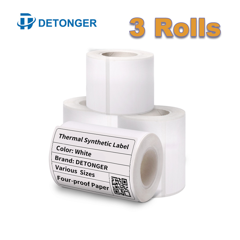 

Thermal Adhesive Label Papers for DETONGER P1 DP23 DP30 DP80 3 Rolls Waterproof Oilproof Tear