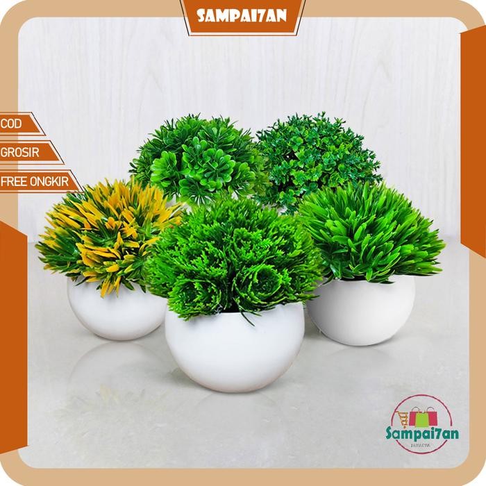 New Sampai7an Bonsai Mini Tanaman Hias Plastik Pot Bunga Lucu Bonsai Minimalis Hiasan Meja Dekorasi