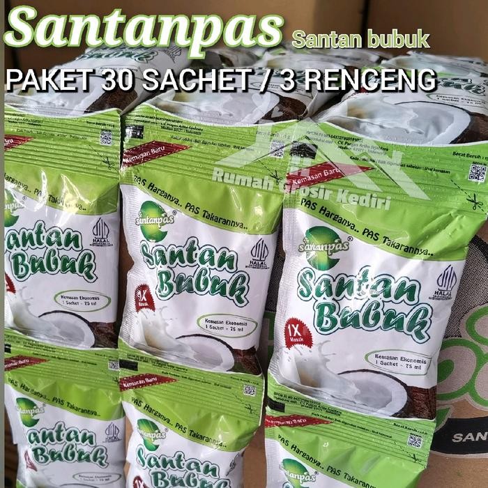 

New PAKET 3 RENCENG Santanpas Santan Bubuk Kemasan Sachet 75 ml Serbuk