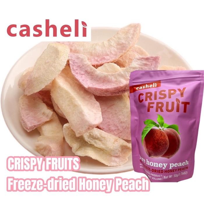 

New casheli Peach Keripik Freeze-dried Peach Grade A Snack Cemilan Kering Crispy Food Fruit Chips