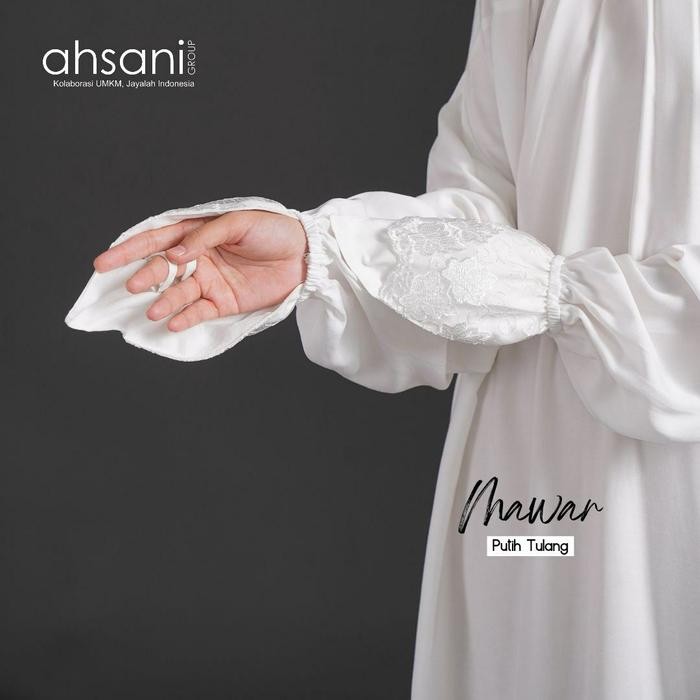(Allthebest) Mukena Terusan Dewasa Ahsani Mawar A20 Rayon Twill Premium Jumbo Putih