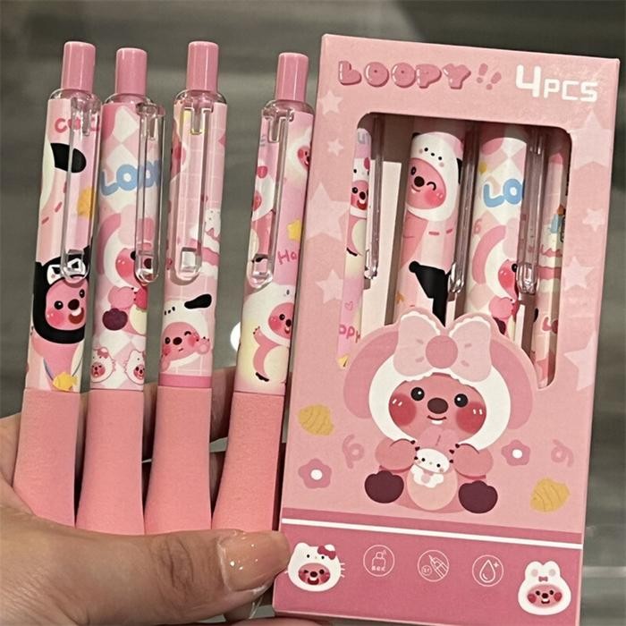 

TERLARIS [doodledreams] Pulpen Gel Karakter Loppy 1 SET ISI 4 PCS / Pen Tinta Hitam / Bolpen Tinta