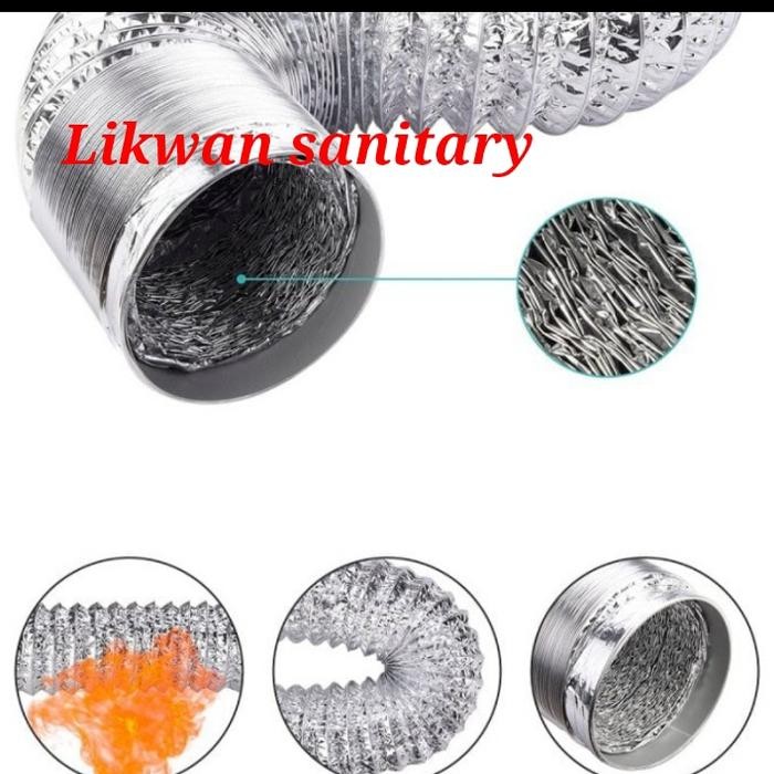 Spesial Flexible Ducting 6 Inch (5 Mtr) + Klem 2 Pcs/ Paket Flexinle + Klem 2