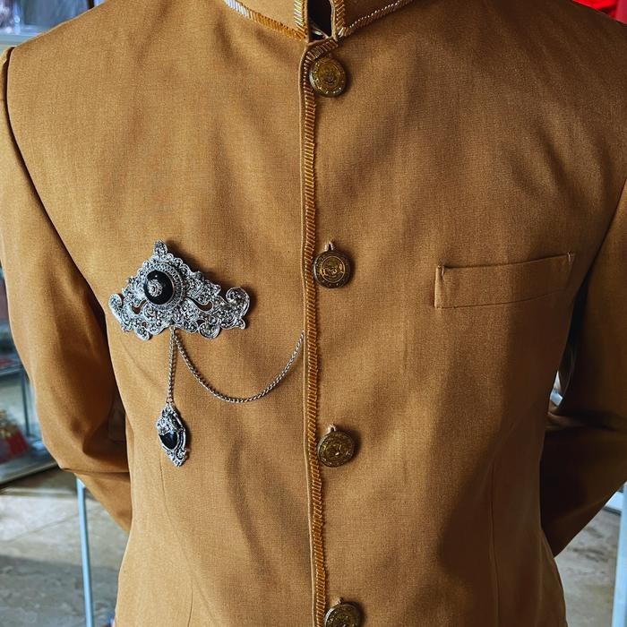 Azka Bros Beskap Pria Silver Bakar Batu Hitam