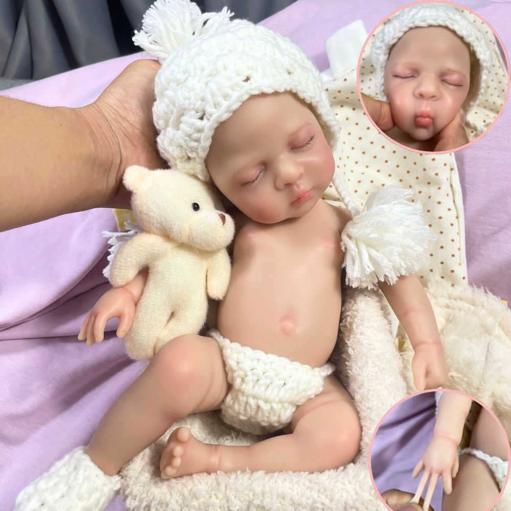 Mini 13 Inch Reborn Baby Doll Luna Girl Full Silicone Washable Body Soft Solid Silicone Doll