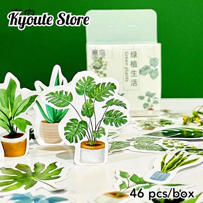 

46 pcs Sticker Green Plants Tanaman Monstera Scrapbook DIY Journal Art