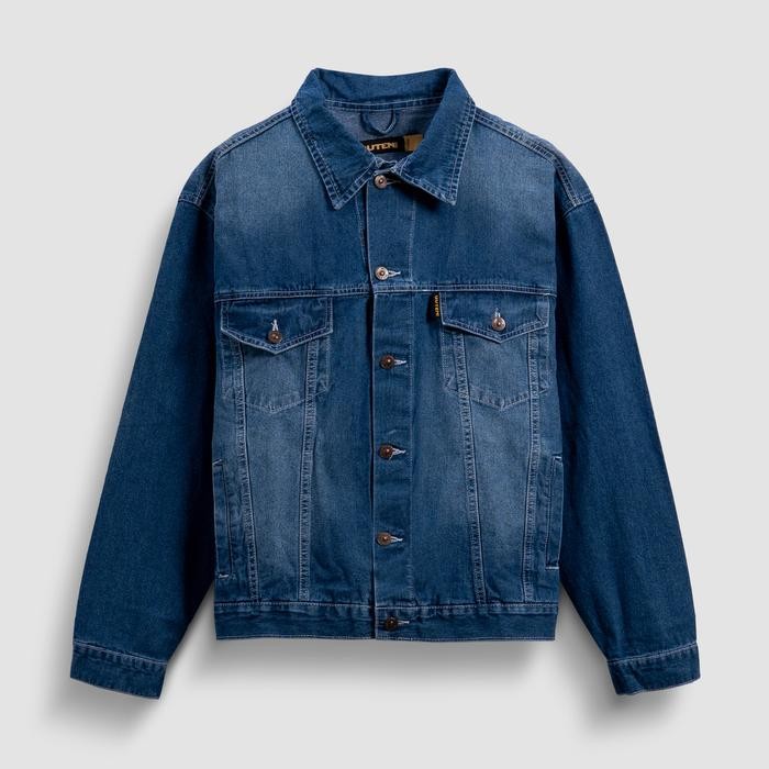 Bullitt Blue Washed Trucker Denim Jacket - Jaket jeans pria Guteninc