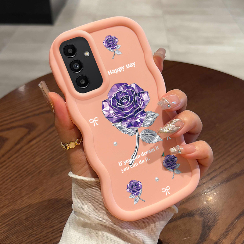 Casing HP Untuk Samsung A24 Case Mawar ungu Softcase Scrub silikon Cesing Kesing Macaron baru Kasing
