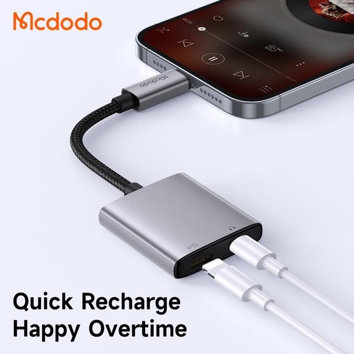 Mcdodo Adapter Audio Konverter Splitter iPhone Lightning to 3.5mm + Lightning DAC