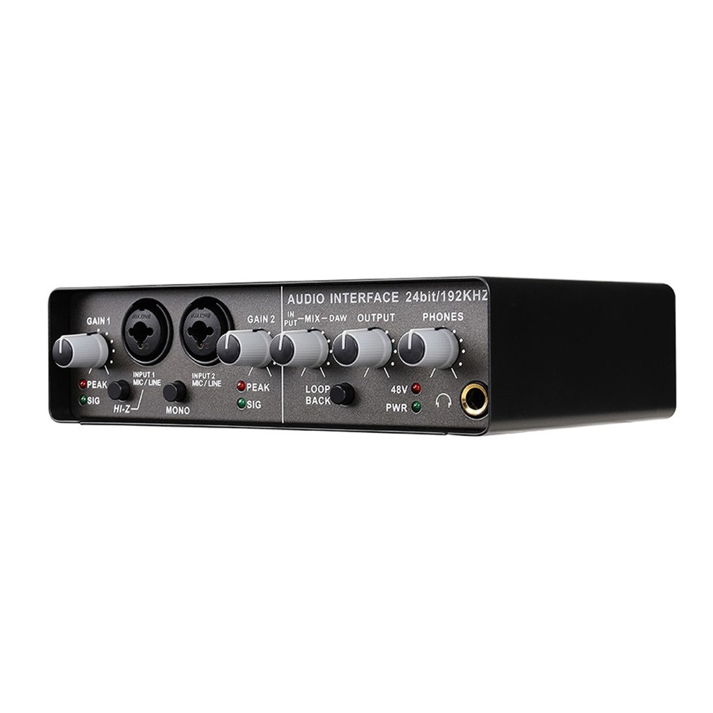 Metal Sound System 24-bit/192KHz USB-C External Sound Card 2 Way Input 4 Wayout 48V Phan-tom Power