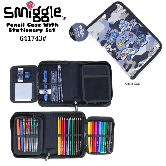 Smiggle Away Game Blue Backpack, Lunch Bag, Cil Case Set/Kado/Ori