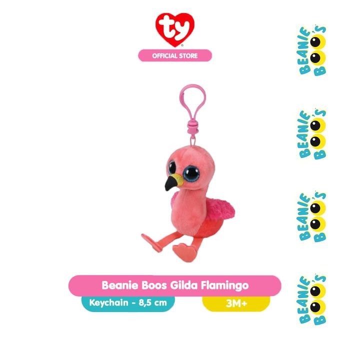 TY Beanie Boos Gilda Flamingo Keychain - Gantungan Kunci Boneka Burung