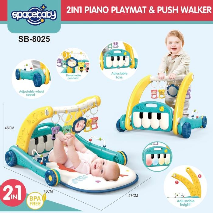 2 in 1 Piano Playmat & Push Walker Spacebaby SB 8025 SB-8025 SB8025