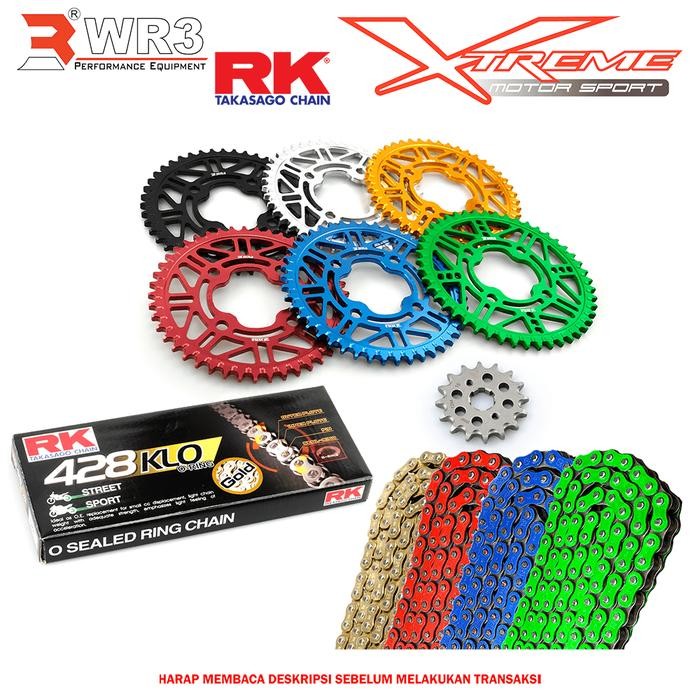 Bebas Ongkir Gear Set Depan Belakang WR3 & Rantai RK Chain ZX25R Ninja CBR 250 GSX 150 150RR RR R25