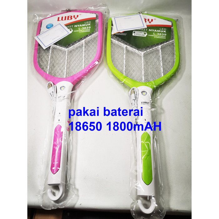 RAKET NYAMUK LISTRIK LUBY L-3839 BATERAI LITHIUM 18650 -1800MAH TERMURAH