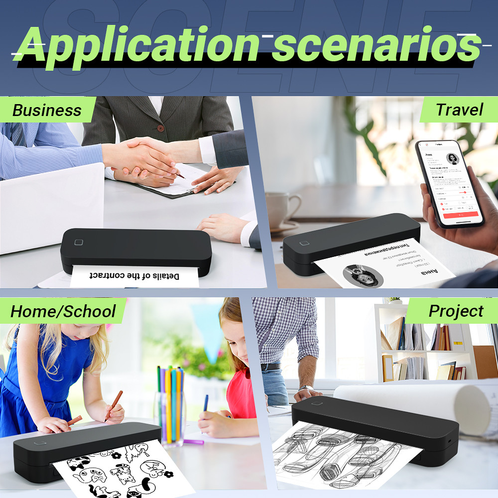 Portable A4 Thermal Printer Document Tattoo Printer Bluetooth Wireless Mini Printer Notes lmage