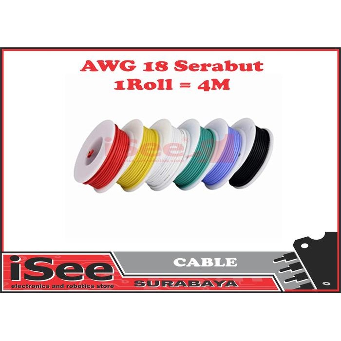 Kabel cable SERABUT AWG 18 AWG18 silicone silikon 18AWG 1 roll 4M