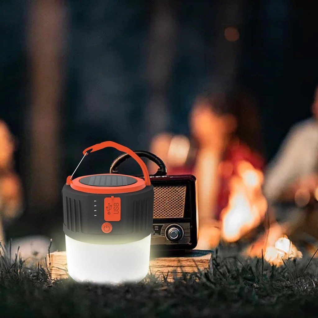 Lampu LED Tenaga Surya, Lampu Tenda Waterproof, 5 Mode Cahaya & Bisa Cas HP