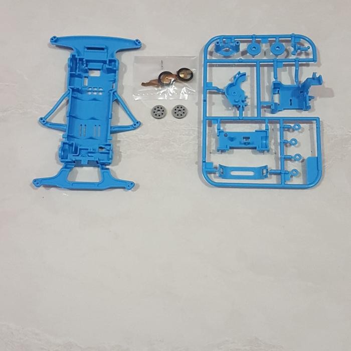 Chassis Set Mini 4WD Super FM (Blue) + Roller + Terminal Rep. Tamiya