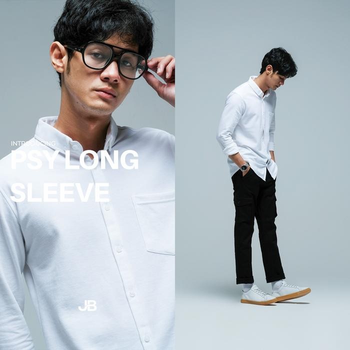 NEW Kemeja Panjang Pria JB PSY Long Shirt White