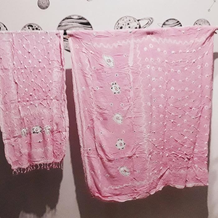 SIAPKIRIM kain batik jumputan dodot kemben siraman set kain selendang ba pink READY STOCK