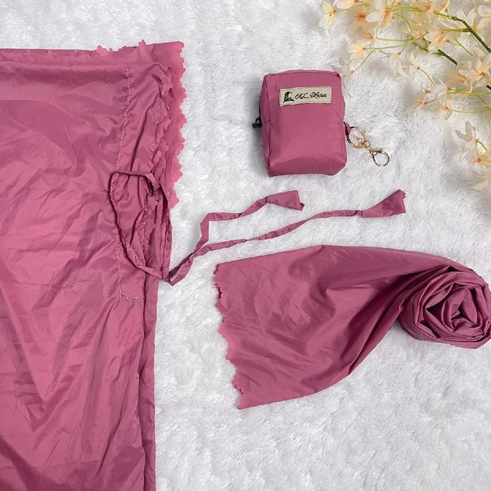 (Allthebest) Mukena Traveling Parasut Korea Mini Pouch Mukena Travel Mini Parasut Korea Resleting