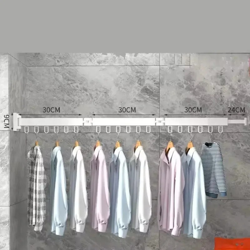Retractable Clothes Drying Rack No Punching Laundry Drying Rack Wall Mount Suction Cup Drying Rack