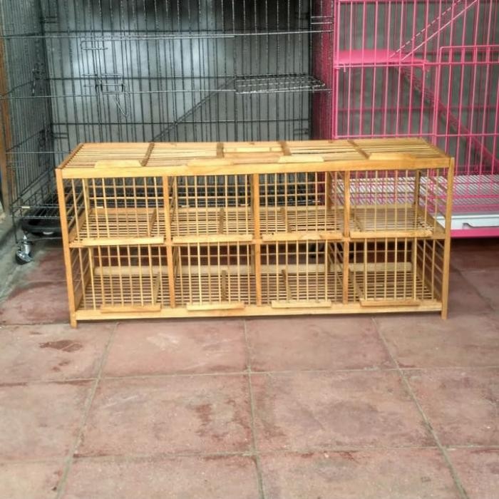 Kandang burung Dara 8 pintu samping kayu jati