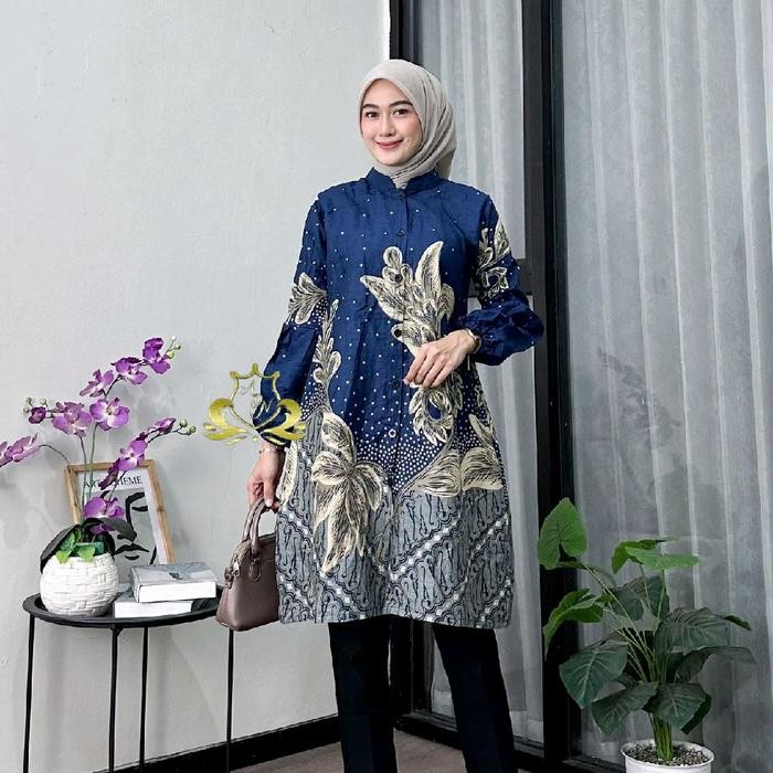 (Allthebest) Tunik Batik Wanita Terbaru Tunik Batik Wanita Elegan Murah Modern Tunik Batik Wanita