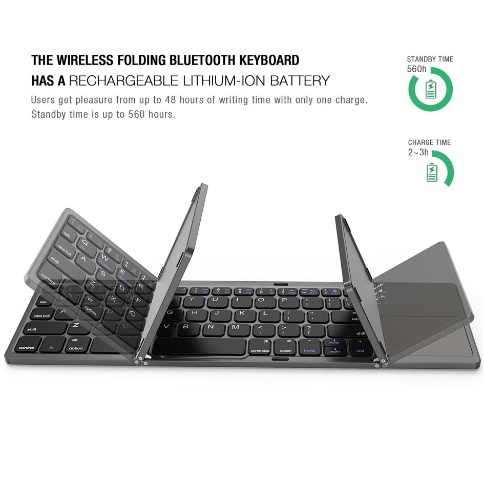 Foldable Wireless Keyboard B033 with Stand for iPad Tablet Laptop Phone Mini Keyboard for for