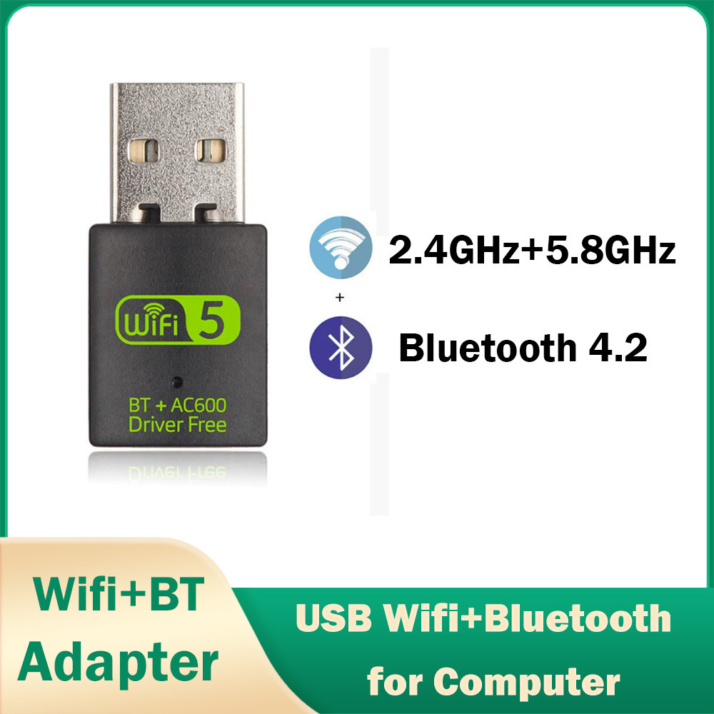 USB WiFi Bluetooth Adapter Dual Band 600Mbps 2.4+5.8Ghz BT4.2 Wireless Wifi Receiver Network Card